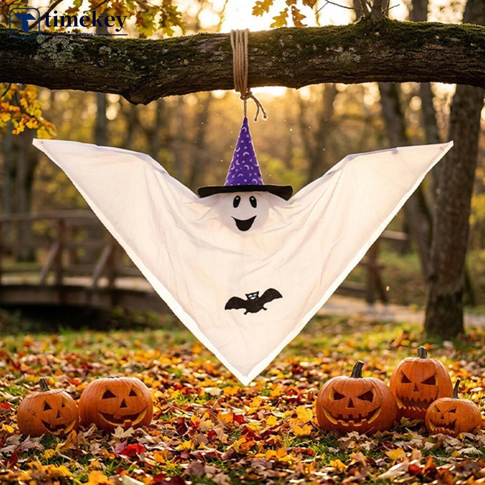 TIMEKEY น่ารักบินสีขาว Ghost เครื่องประดับแม่มดหมวกค้างคาวรูปแบบกลางแจ้งในร่มแขวน Ghost ตกแต่งฮาโลวี