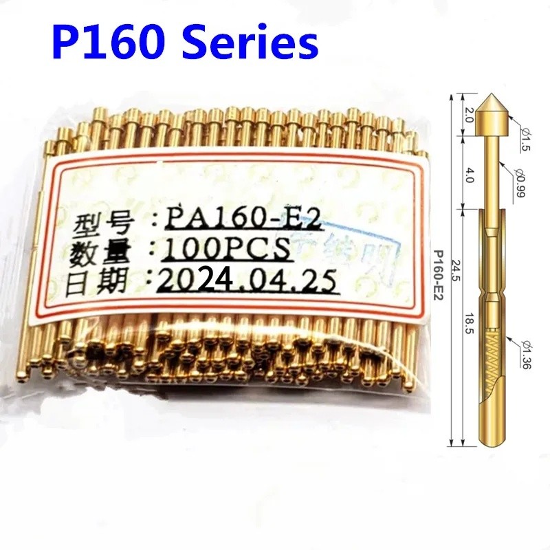 100 ชิ้น/แพ็ค Gold-plated ฤดูใบไม้ผลิ Test Pin PA160-A2 B1 E2 D2 H2 J1 Q1 Q2 T2 LM2 F1 เส้นผ่านศูนย์