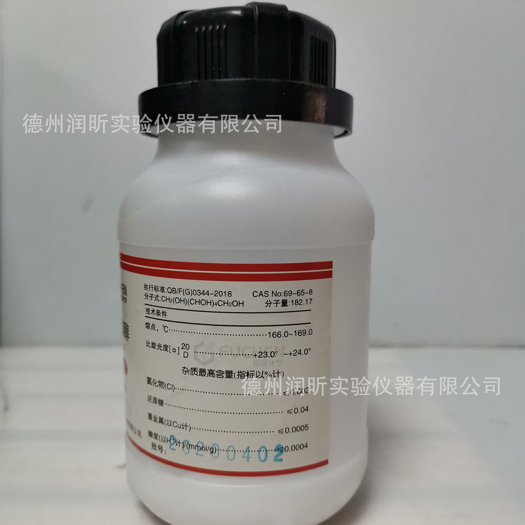 การวิเคราะห์น้ําหวาน AR250g/ขวด CAS: 69-65-8 เทียนจิน Fuchen Molecule ขนาดเล็ก 26.8.10