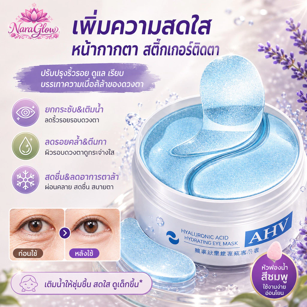 แผ่นมาสก์ตาไฮยาลูรอนิคให้ความชุ่มชื่นสำหรับตา/เพื่อเพิ่มความสดใส, ปรับปรุงริ้วรอย, บรรเทาความเมื่อยล้าของดวงตา/ลดรอยดำ