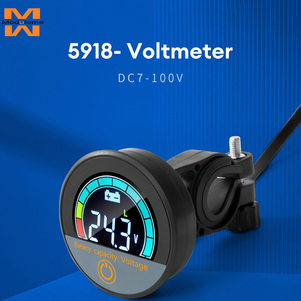 5918 DC8-100V รอบ DC โวลต์มิเตอร์ไฟแสดงสถานะกันน้ํา Universal Digital Display Meter Head