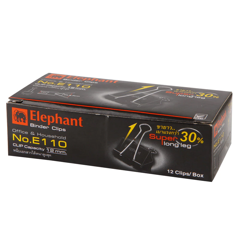 ELEPHANT คลิปดำ 32 มม. รุ่น E110 (กล่อง 12 ตัว)