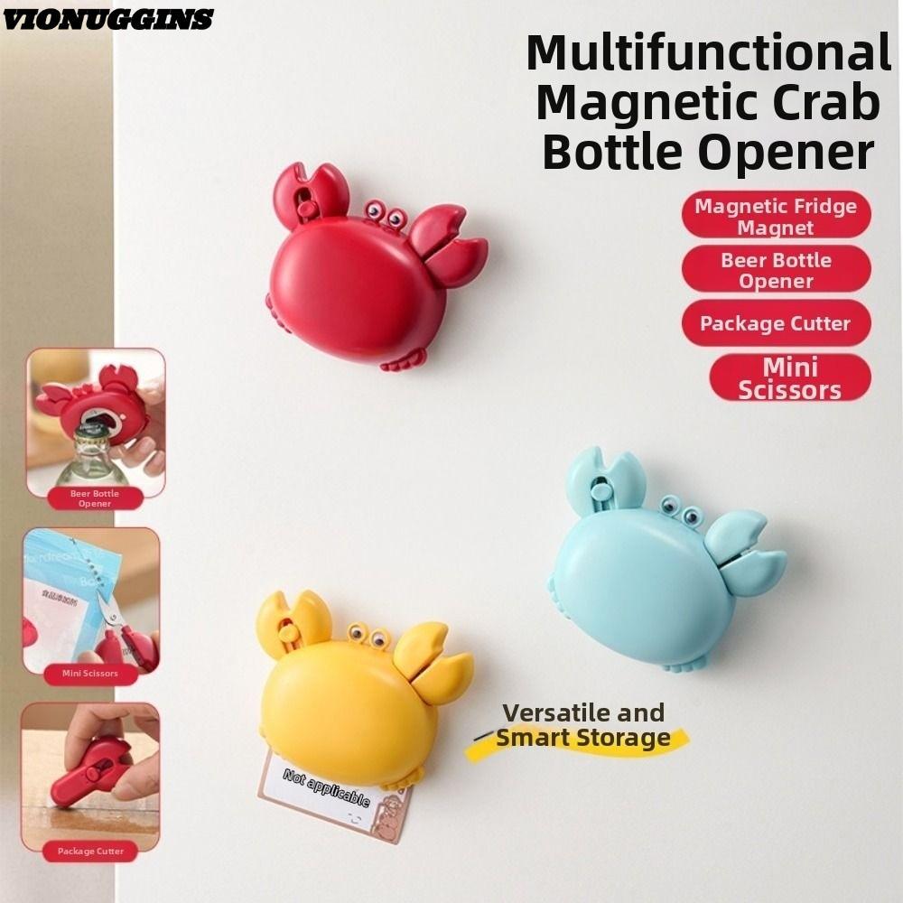 VIONUGGINS ที่เปิดขวดแม่เหล็ก 4-in-1 พร้อม Mini Scissors & Box Crab ที่เปิดขวด, ที่เปิดแม่เหล็กทุกวั