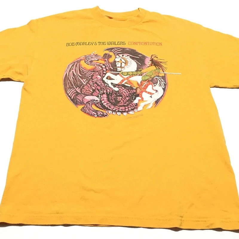 BOB MARLEY & The WAILERS Confrontation Zion Rootswear เสื้อยืดวินเทจ เสื้อยืดลำลอง สตรีทแวร์