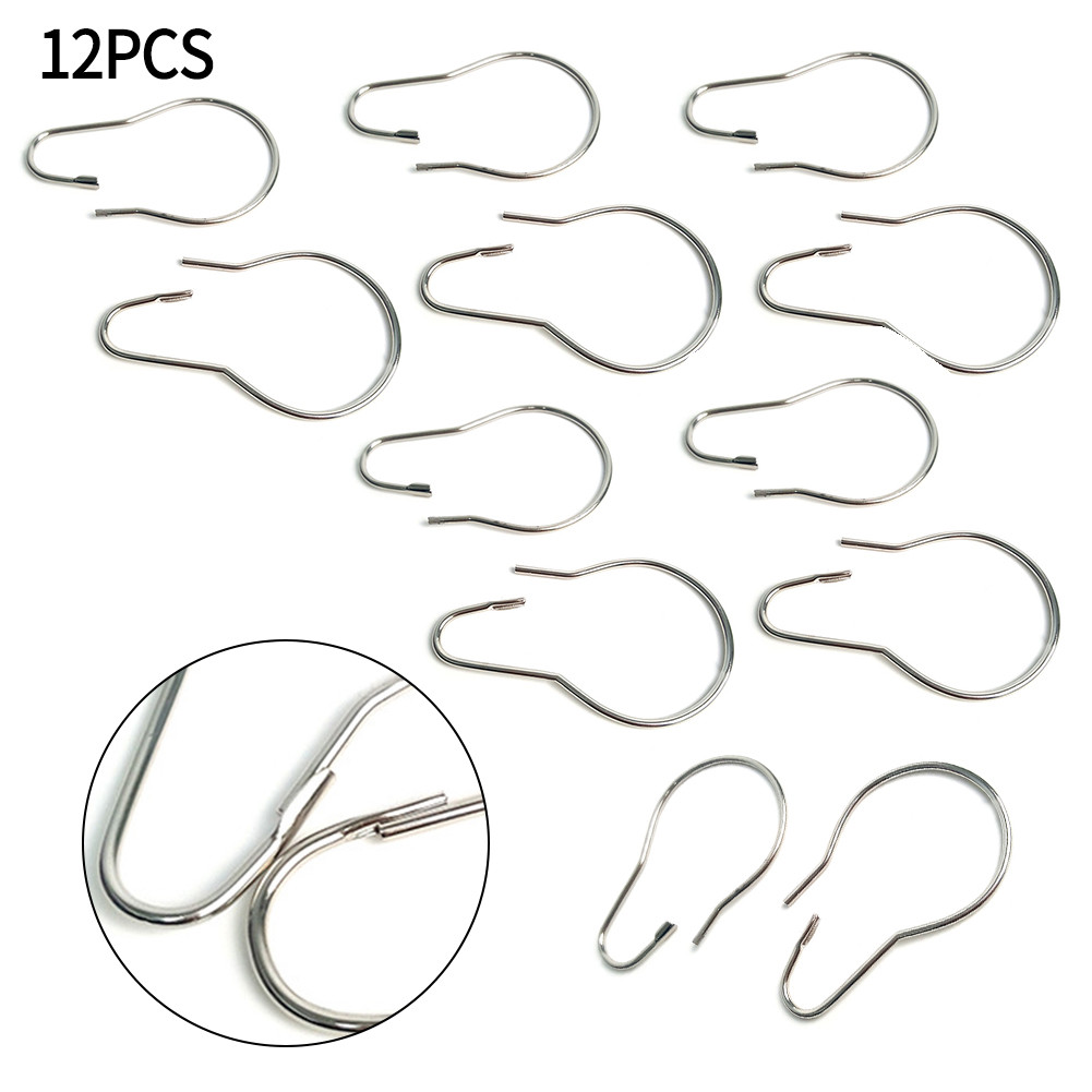 Convenient And Durable Curtain Rings Haken 12pcs Parts Stainless Steel