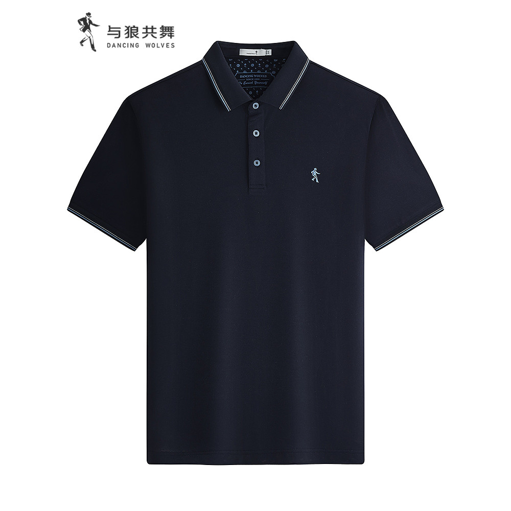[รวม Lyocell] Dancing with Wolves Lapel Short Sleeve T-Shirt Men 2026 Summer New Style Business Casu