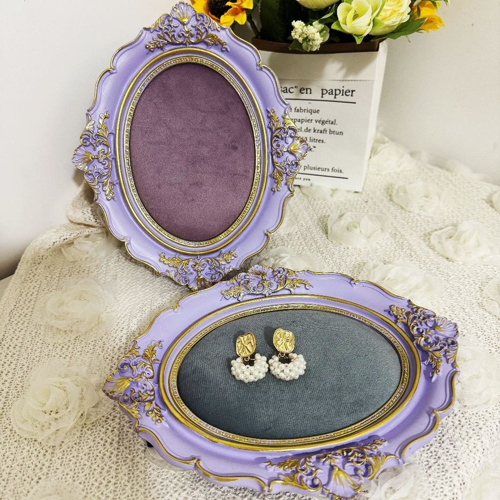 {Sweet} Vintage Vintage กรอบรูปเครื่องประดับแสดงต่างหูบอร์ดถาดเครื่องประดับแสดงอุปกรณ์ประกอบฉากยิง H