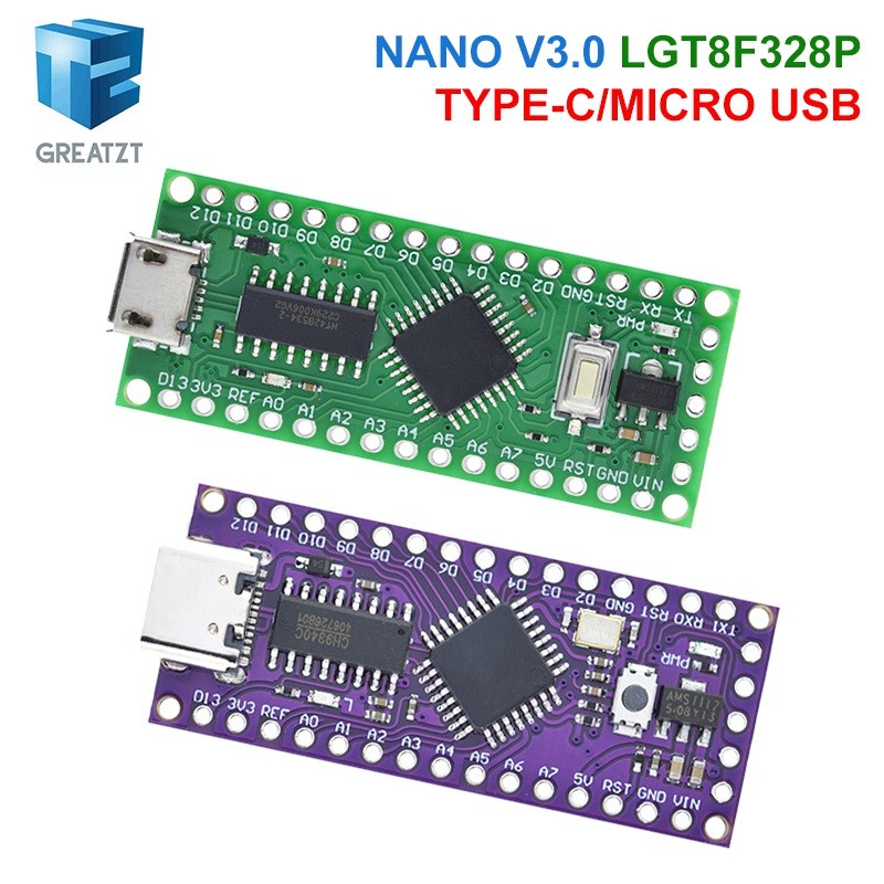 LGT8F328P-LQFP32 MiniEVB TYPE-C MICRO USB ใช้งานร่วมกับ ATMEGA328 Nano V3.0 LGT8F328P CH9340C / HT42