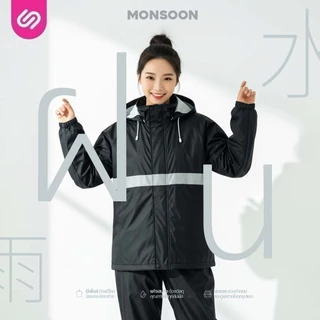 Siamlatex ชุดกันฝน Monsoon ชุดกันฝนแบบเต็มตัว ใช้งานง่ายคล่องตัว กันน้ำได้ดีแม้ฝนตกหนัก แถบสะท้อนแสง