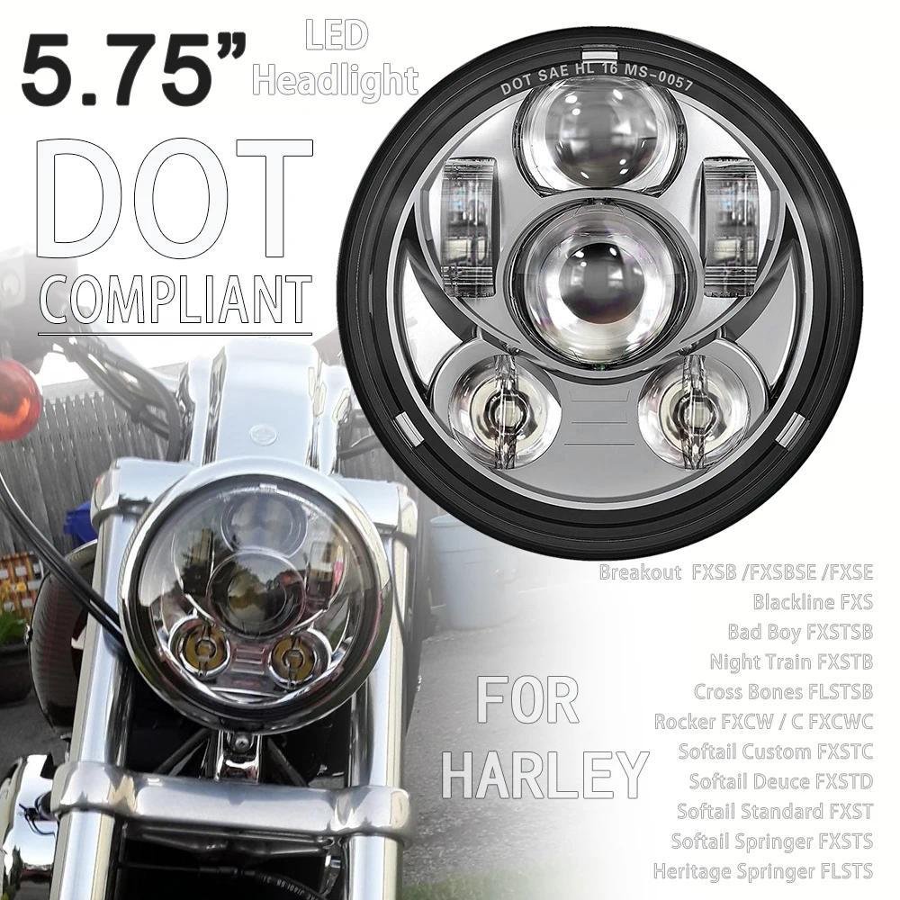 A-5.75 "E24 DOT LED ไฟหน้าไฟหน้าสําหรับ Harley Softail Breakout Heritage Springer Night Train Custom