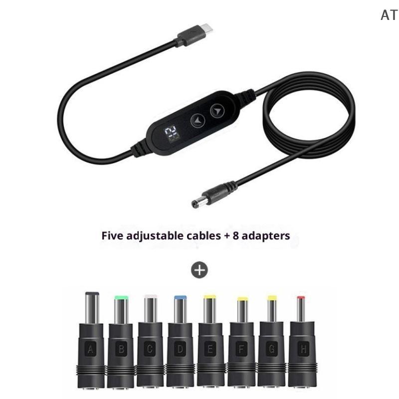 [AT] Type C ถึง DC Fast Charging 5V ถึง 12V Boost Converter อะแดปเตอร์สายเคเบิลสําหรับเราเตอร์ไร้สาย