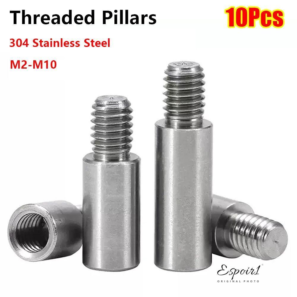 ESPOIR 10 ชิ้น PCB Standoff Spacer, ชายหญิง 304 สแตนเลสเกลียวเสา,หัวเดียว M2-M10 รอบคอลัมน์แยกสําหรั