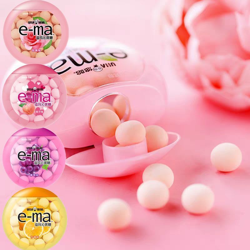 Yoha Ema Ema คอ Lozenges Soothing Lozenges Rose Candy ลูกอมพีชสีขาวสาวหัวใจของขวัญวันเกิด 8-20-23V