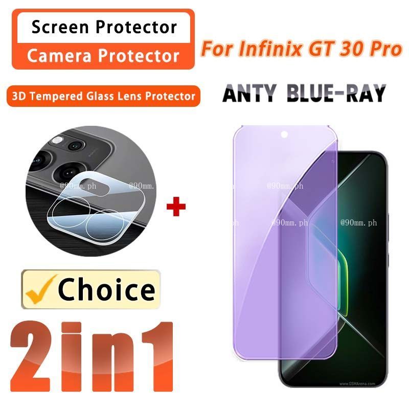 Anti Blue 2 IN 1 ฟิล์ม Infinix GT 30 Pro ฟิล์มกระจกนิรภัยสําหรับ Infinix GT 30 20 10 Pro 3D เลนส์ & 