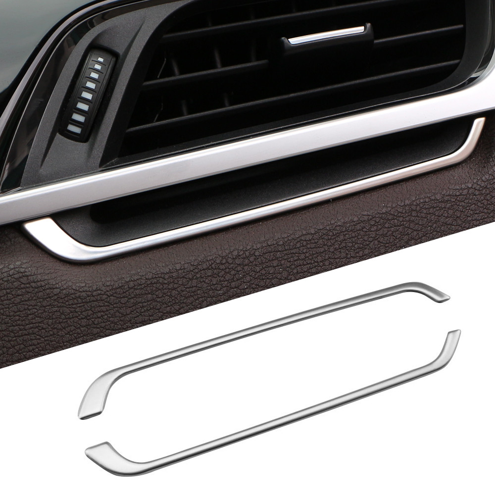 รถภายใต้เครื่องปรับอากาศ Vent สําหรับ BMW X1 F48 2016 - 2022 2 ชิ้น AC Vent สติกเกอร์ Trim Strip อุปกรณ์เสริมสแตนเลส