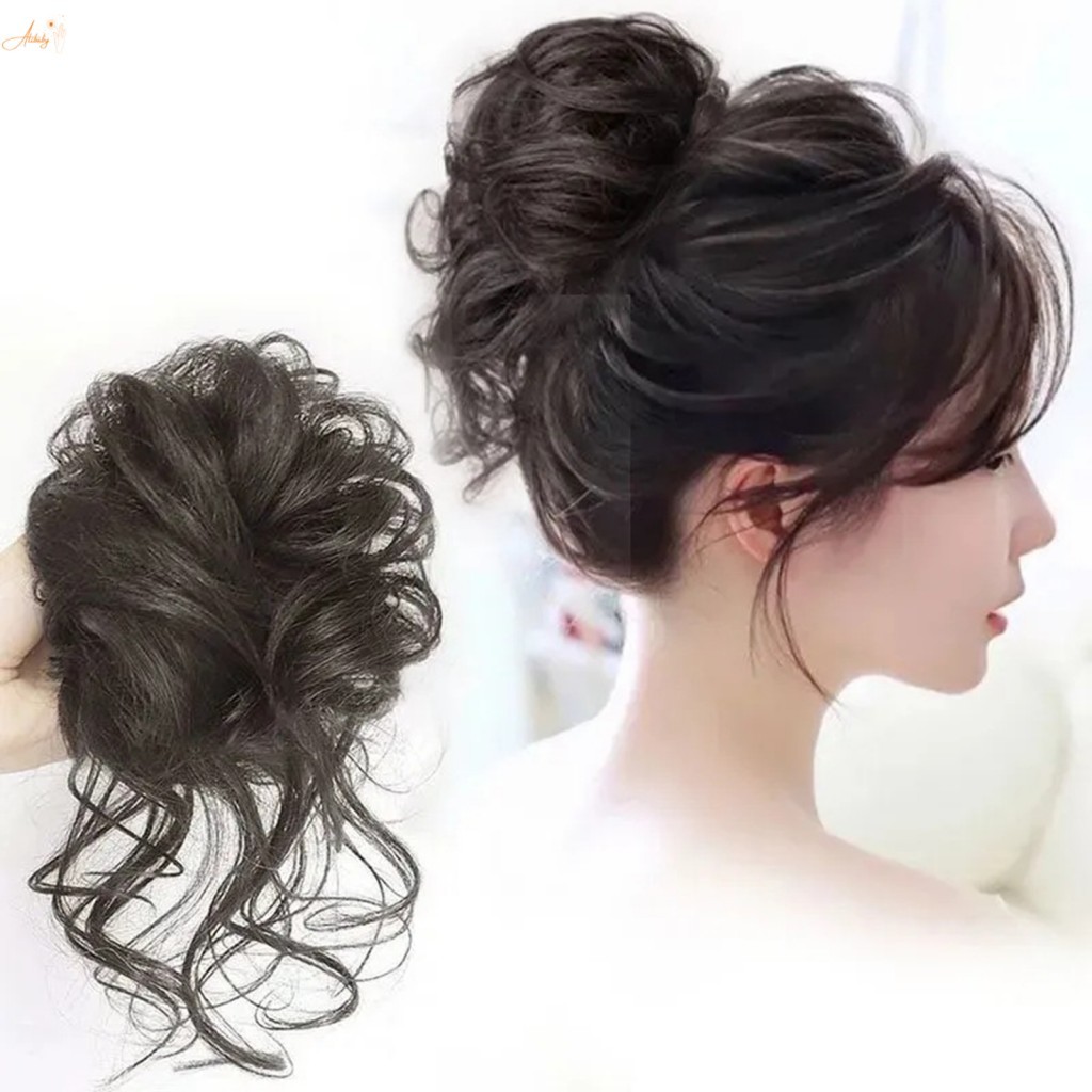 Curly Wavy Ponytail Scrunchie - Messy Bun Hair Piece Donut Chignon Hair Extensions
