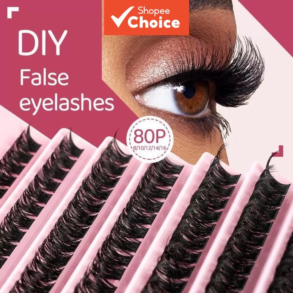 Professional 80D D-Curl Volume Eyelash Clusters Kit 8-16 มม.สําหรับ 3D Wispy DIY Extensions