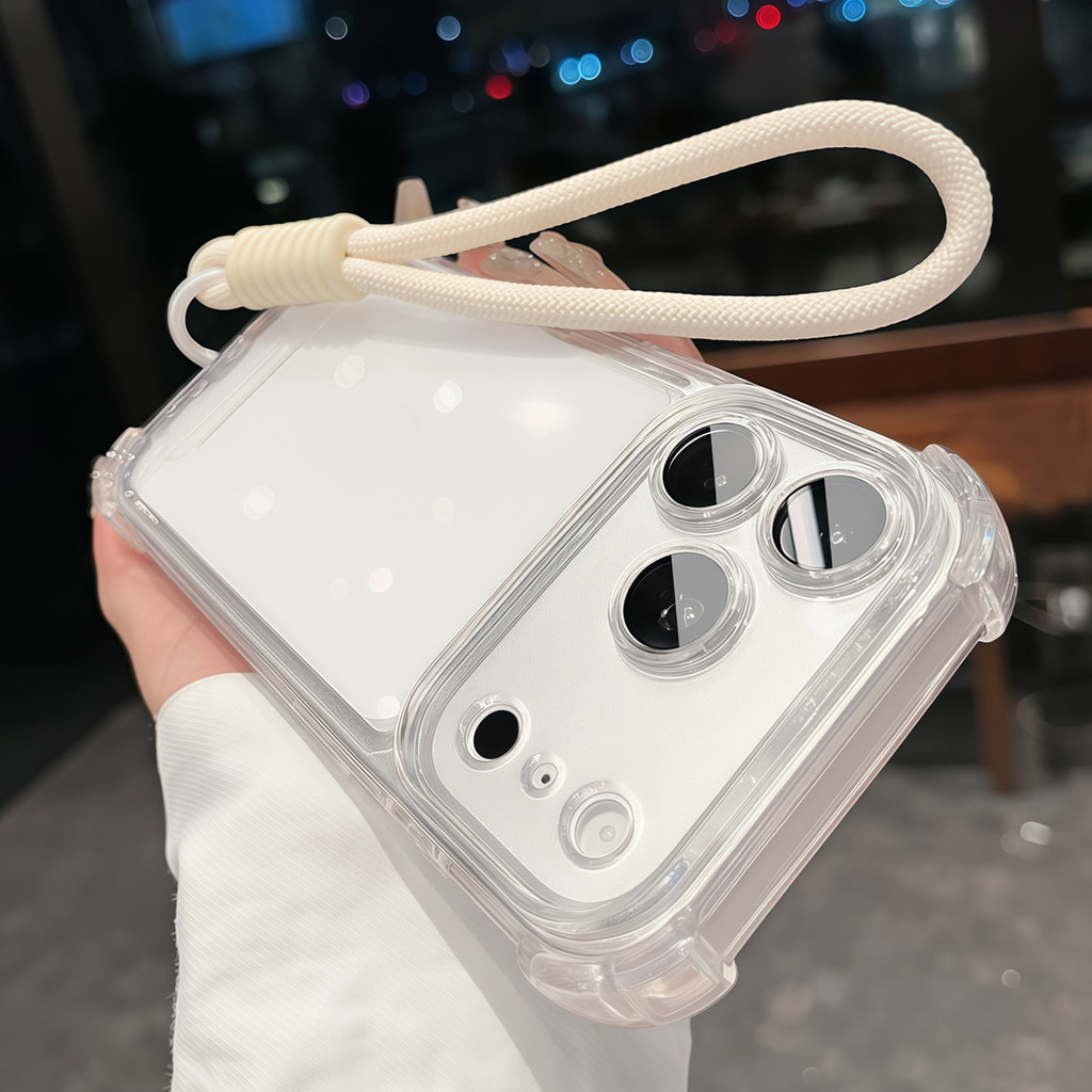 พร้อมเชือกเส้นเล็กสายคล้องสี่มุมกันกระแทกโปร่งใสเคสโทรศัพท์สําหรับ ไอโฟน 11 12 13 14 15 16 17 18 มือโปร สูงสุด บวก อากาศ อ่อนนุ่ม ปลอกใสฝา
