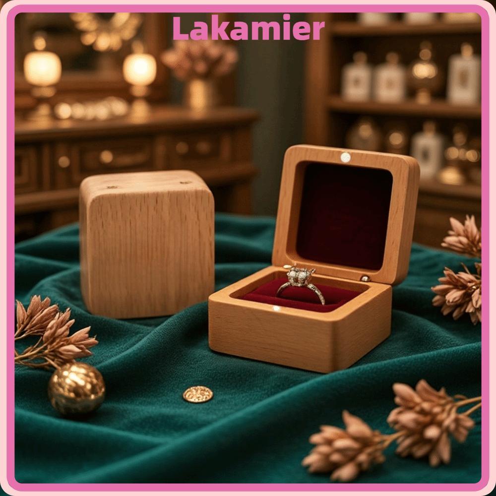LAKA ไม้แหวนกล่อง,ไม้ Jewlery Storage Ear Studs ,ประณีตกํามะหยี่ Jewlery Organizer แหวน