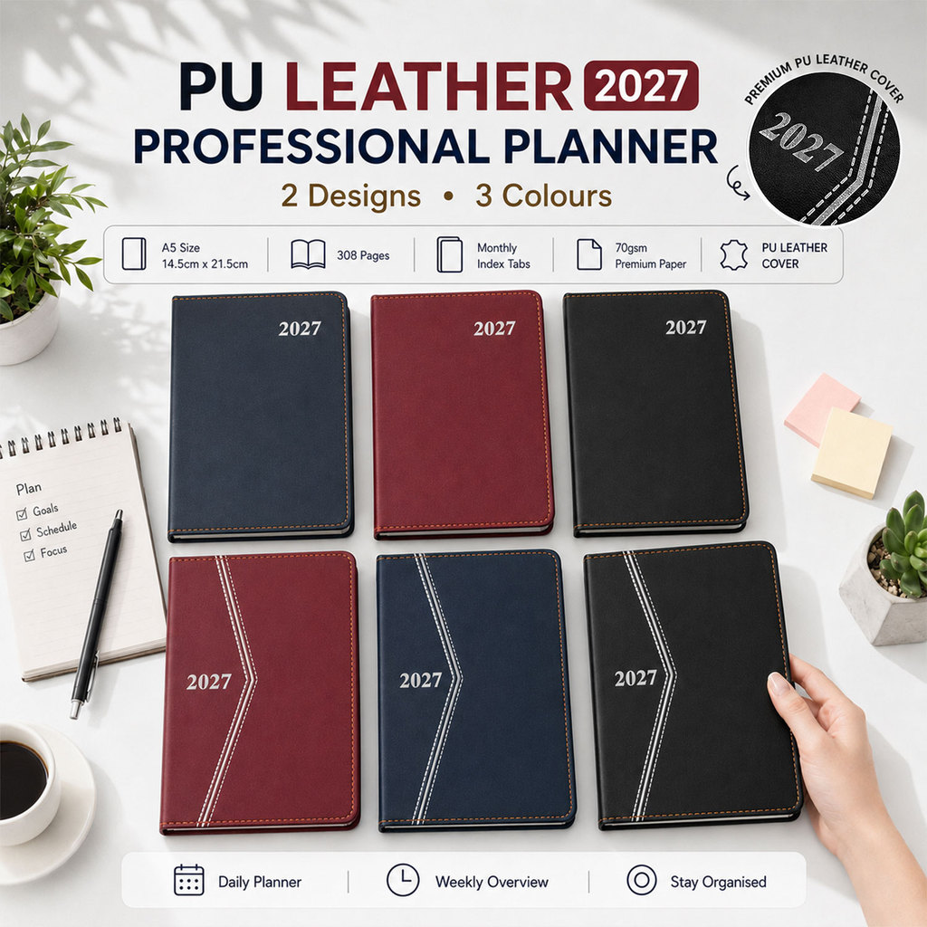 VCR 2027 หนัง PU A5 ขนาดไดอารี่ Planner ตารางรายวันพร้อม Index Organizer สํานักงานเครื่องเขียนหนังสื
