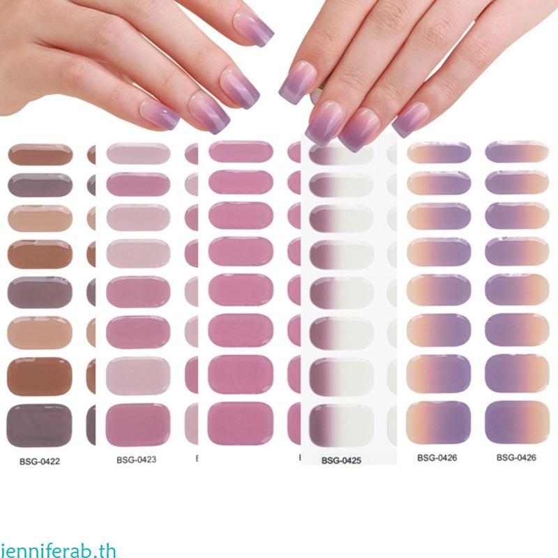 Jenniferab Self-Adhesive Gel Nail Strips Semi-Curred Wraps Nail Art Decorative