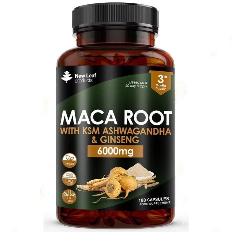 Maca Root 6,000mg มี Ashwaganda – ผลิต JABC Peru Black Maca Root 180 แคปซูล