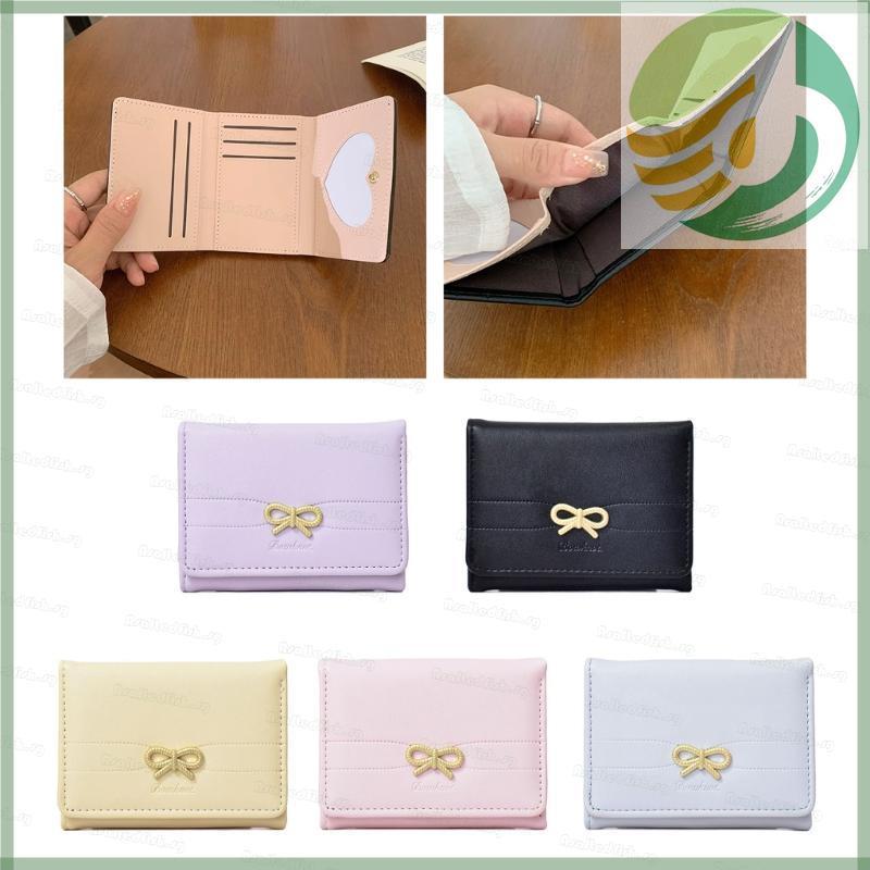 Yf6 As Lovely Bows Card Holder Card Holder PU Cowhide Coin Purse สไตล์เกาหลีเปลี่ยนกระเป๋า