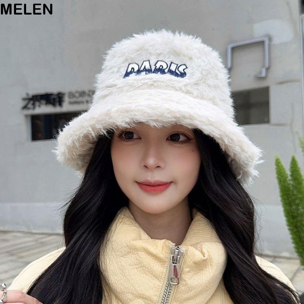 MELEN Fuzzy Bucket Hat, One Size Fit Face Slimming Warm Fall Winter Hat, Fashion Polyester Fisherman