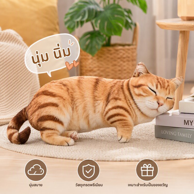 BHQ وسادة دمية حيوان نائم واقعية 60 سم — صورة 2