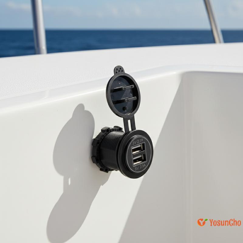 YosunChoker] 5V 2.1A 1A Dual USB Soet Car Charger 12V 24V Outletกันน้ําสําหรับเรือรถจักรยานยนต์แหล่ง