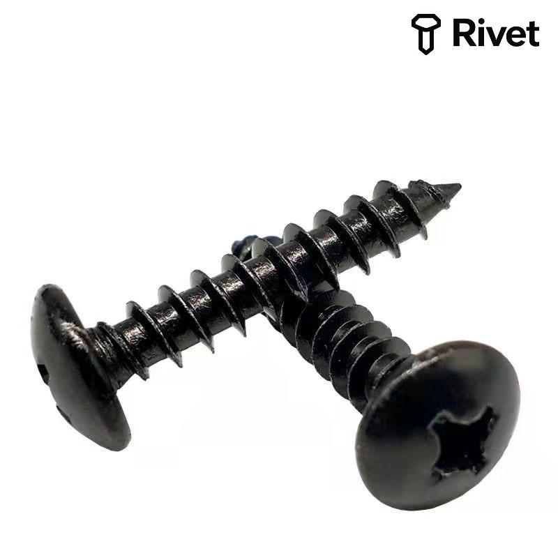 1pcs สกรูลําโพง น็อตยึดสีดำ หัวร่ม ขนาด M3*12mm/M5*20mm ไม่ลื่นฟัน น็อตสกรู Rivet