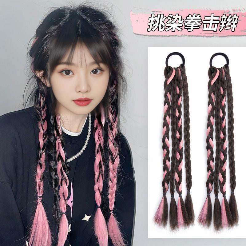 มวยผมปลอม ผมเปียปลอม กล่องมวย Braids หางม้าสูงหญิงผมยาวปลอม Braids Sweet Cool สาวสกปรก Braids ยาว Br