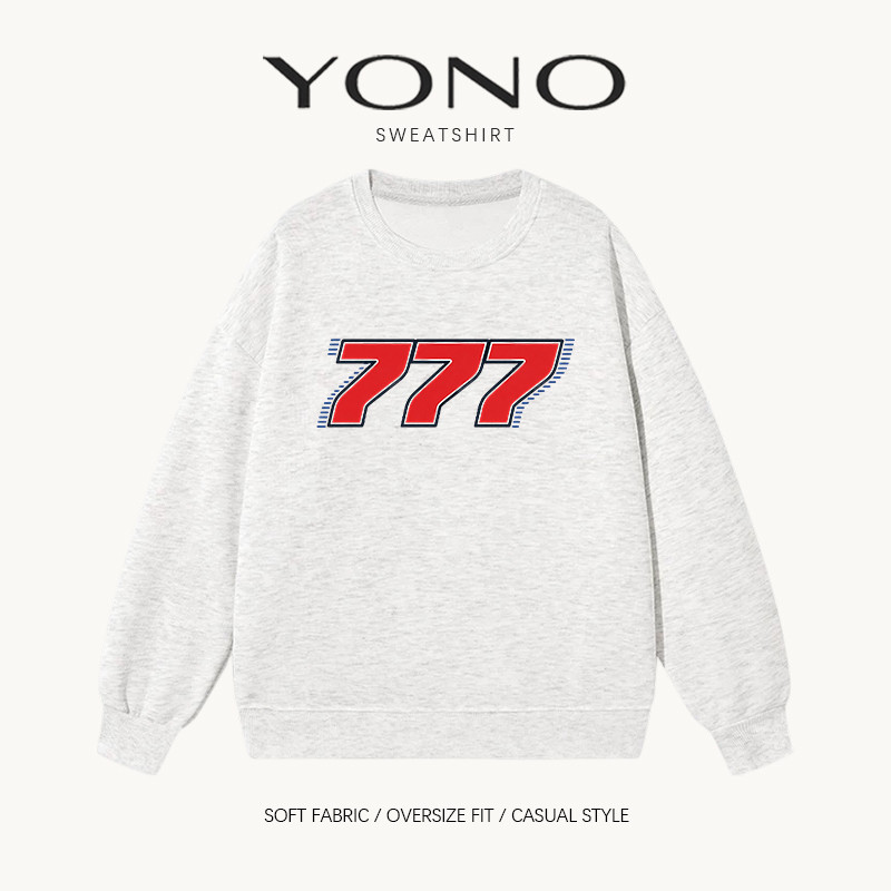 (พร้อมส่ง24ชม.) YONO เสื้อสเวตเตอร์คอกลม Sweatshirt Oversize ใส่ได้ทุกเพศ ลาย 777 สไตล์ Y2K