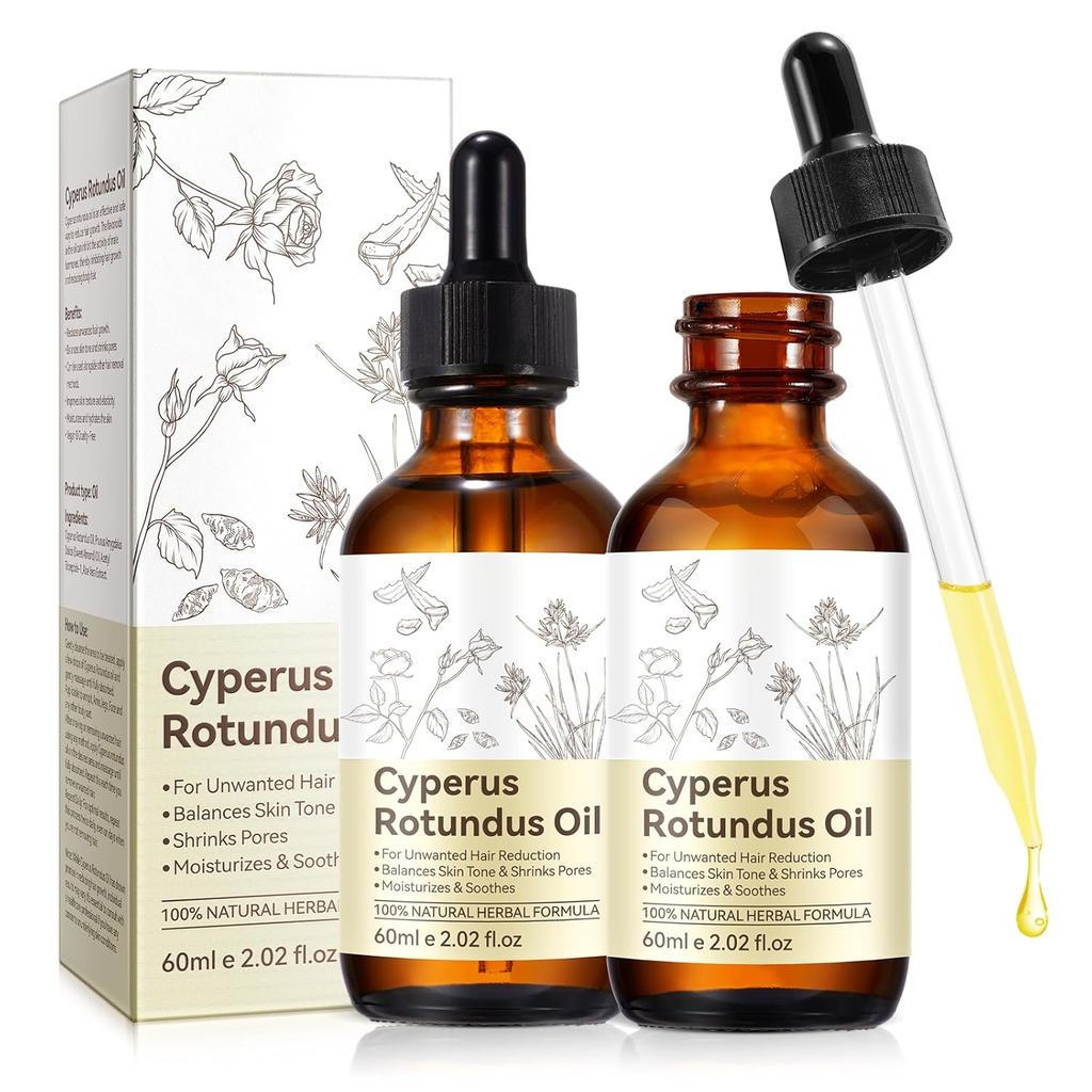 2แพ็คCyperusRotundusOilforHairRemoval,FormulatoReduntedBodyHairGrowth,Shrinkles,Misturize&he,Gentle&