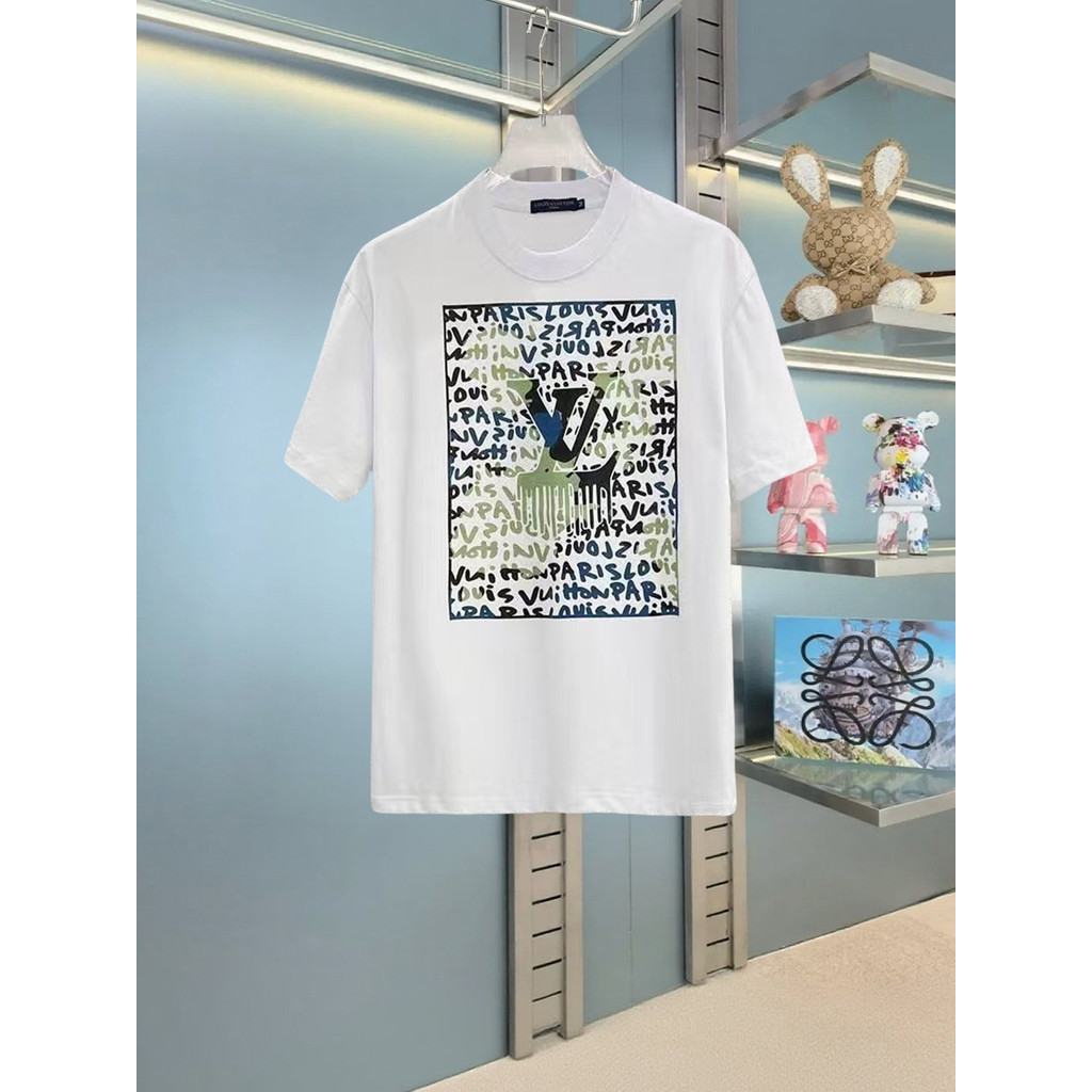 L * V-สไตล์ใหม่ 6XL คลาสสิกรอบคอแขนสั้นเสื้อยืดผู้ชายผู้หญิงขนาดใหญ่ Niche อินเทรนด์ Commuter Simple