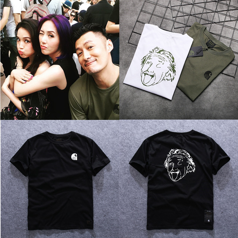 26SS Street Wear MDNS Shawn Yue ญี่ปุ่น Einstein ฤดูร้อนหลวมรอบคออินเทรนด์ All-Match เสื้อยืดแขนสั้น