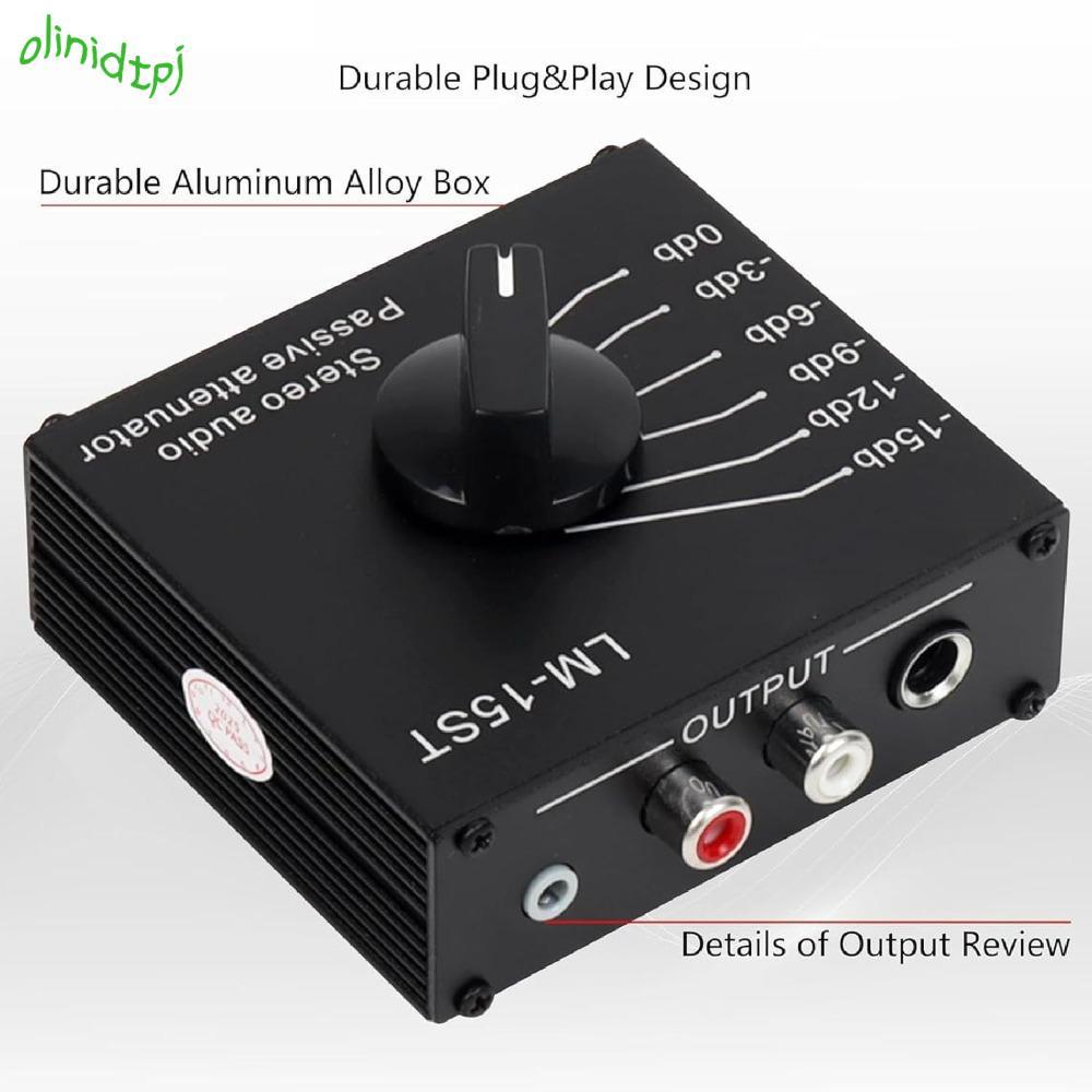 IOLINIDT Passive Stereo Sound Attenuator, 6 โหมดสลับ 15db ถึง 0db 3.5 มม.6.35 มม.และสําหรับอินเทอร์เ