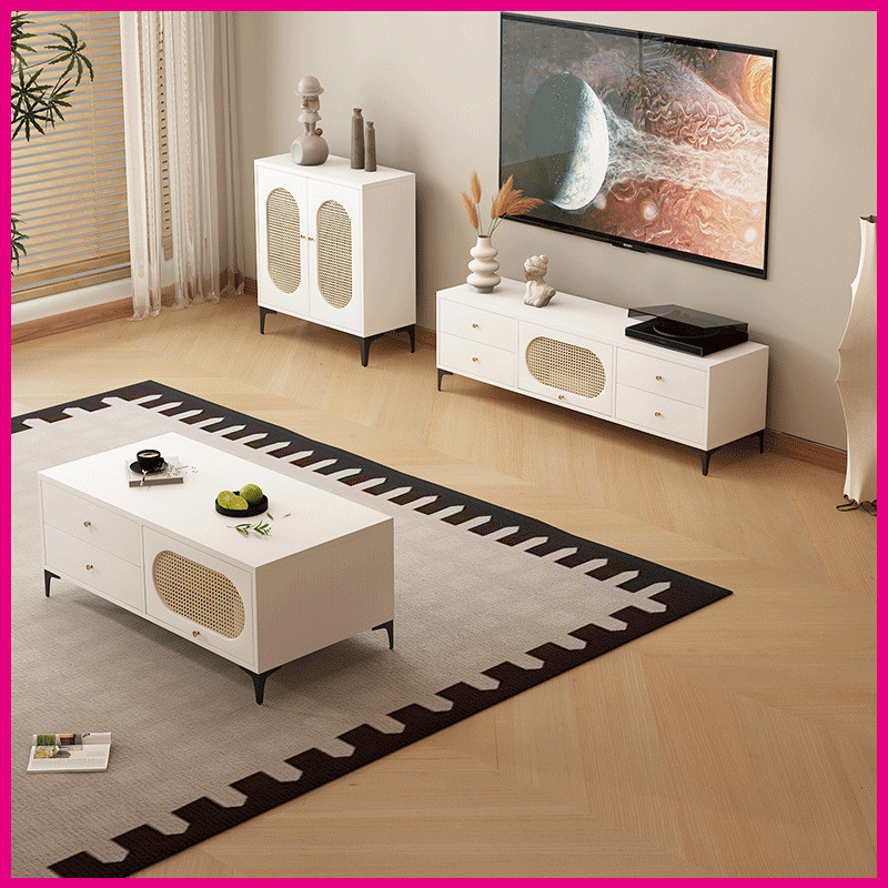 TV Cabinet American Rattan 180cm Dustproof TV Cabinet Console Home Living Room Coffee Table Side Cab