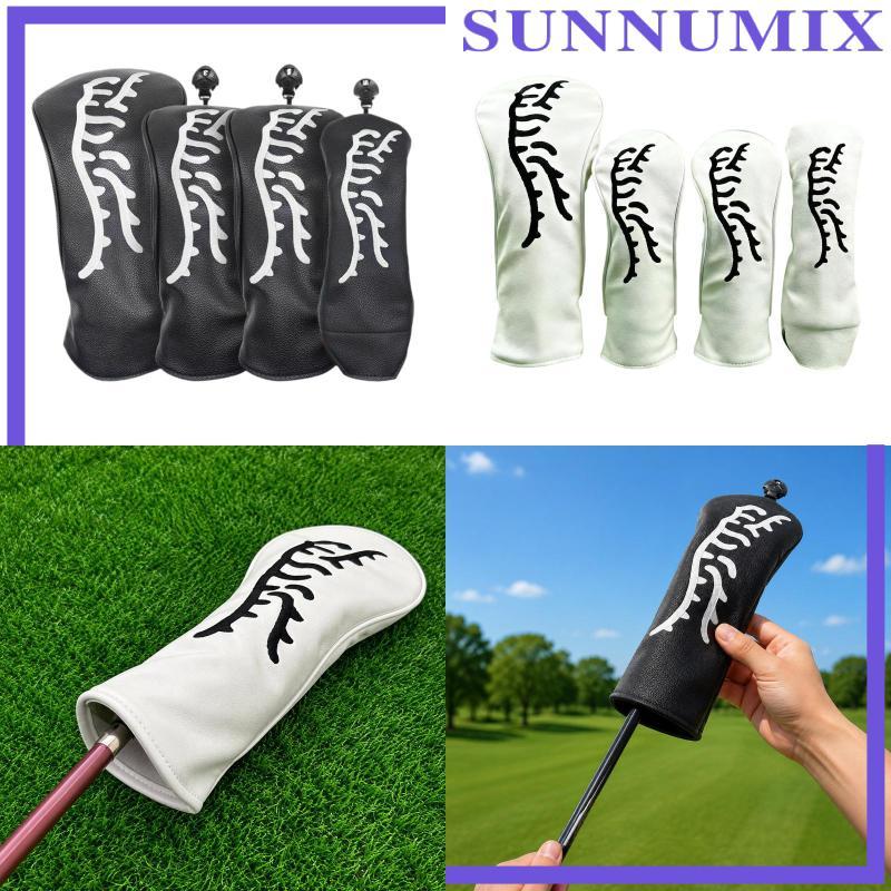 [Sunnimix] 4 ชิ้น Premium Golf Headcovers Set Golf Club Head Covers Alignment Stick Cover สําหรับผู้
