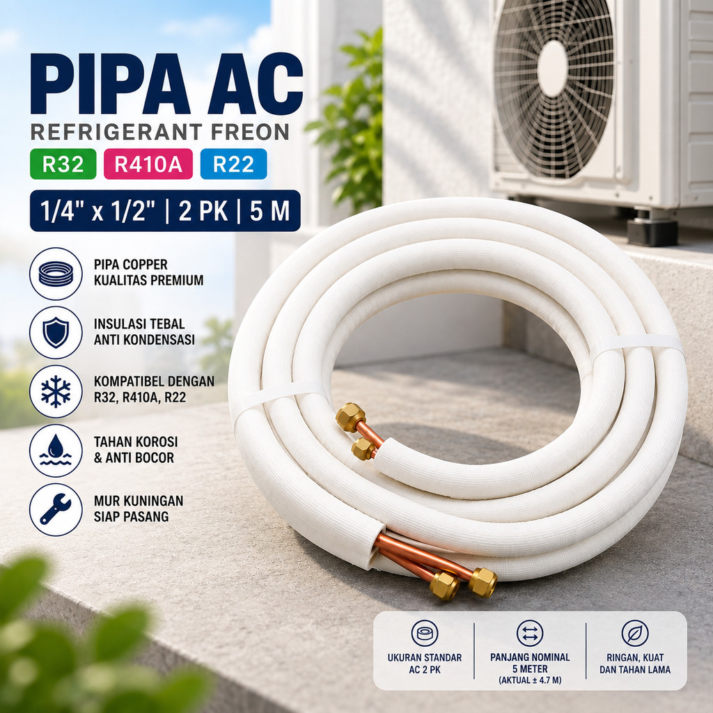 Esp AC ท่อฉนวนกันความร้อนสารทําความเย็น Freon R32 R410 R22 1/4 x 1/2 2PK 5M - HC810