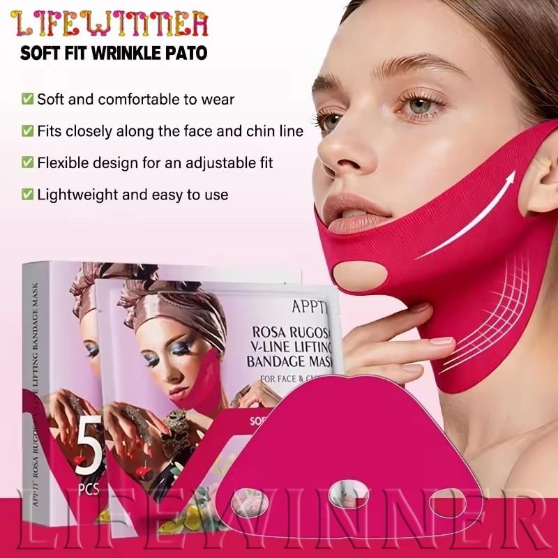 [FASHION] Firm Lift Bandage - APPTI Rose Collagen Ear-Loop Mask - Hydrating V Shape Facial Masks - ส