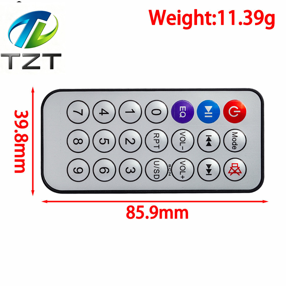 IR Receiver รีโมทรับสัญญาณเสียงบลูทูธ MP3 รีโมทอินฟราเรด รีโมท 21 คีย์ รีโมทคอนโทรล เวอร์ชันภาษาอังกฤษ