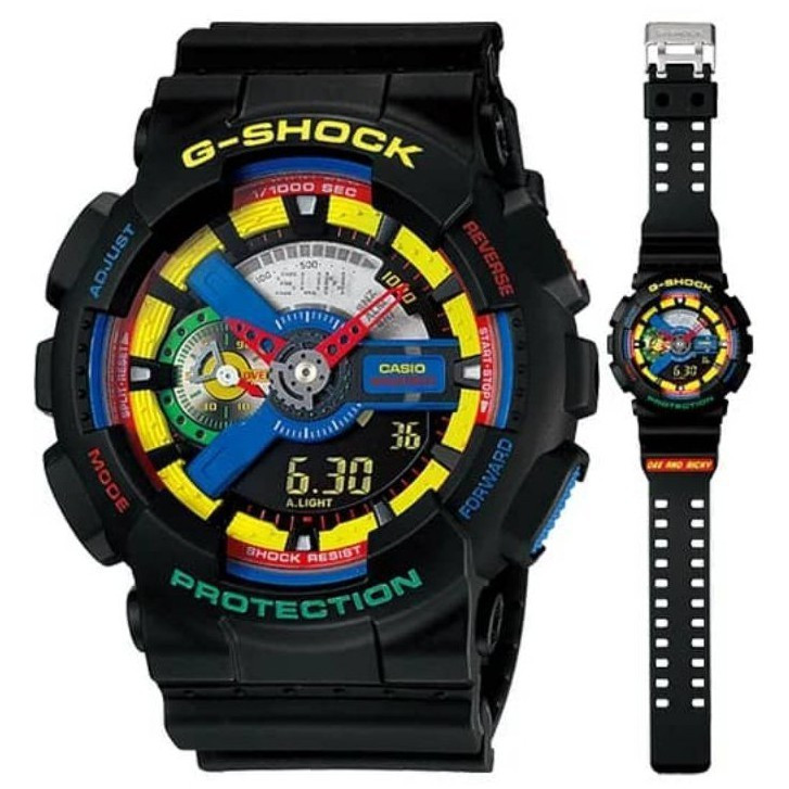 QIXIAO GA-110 สีดําและหลากสี 110DR-1AJF อุปกรณ์เสริมสายนาฬิกา P579