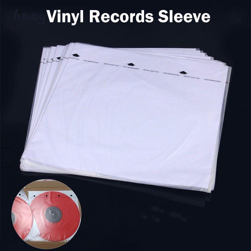 HUAYU LP Vinyl Record Cover, Resealable White Vinyl Record Storage Bags