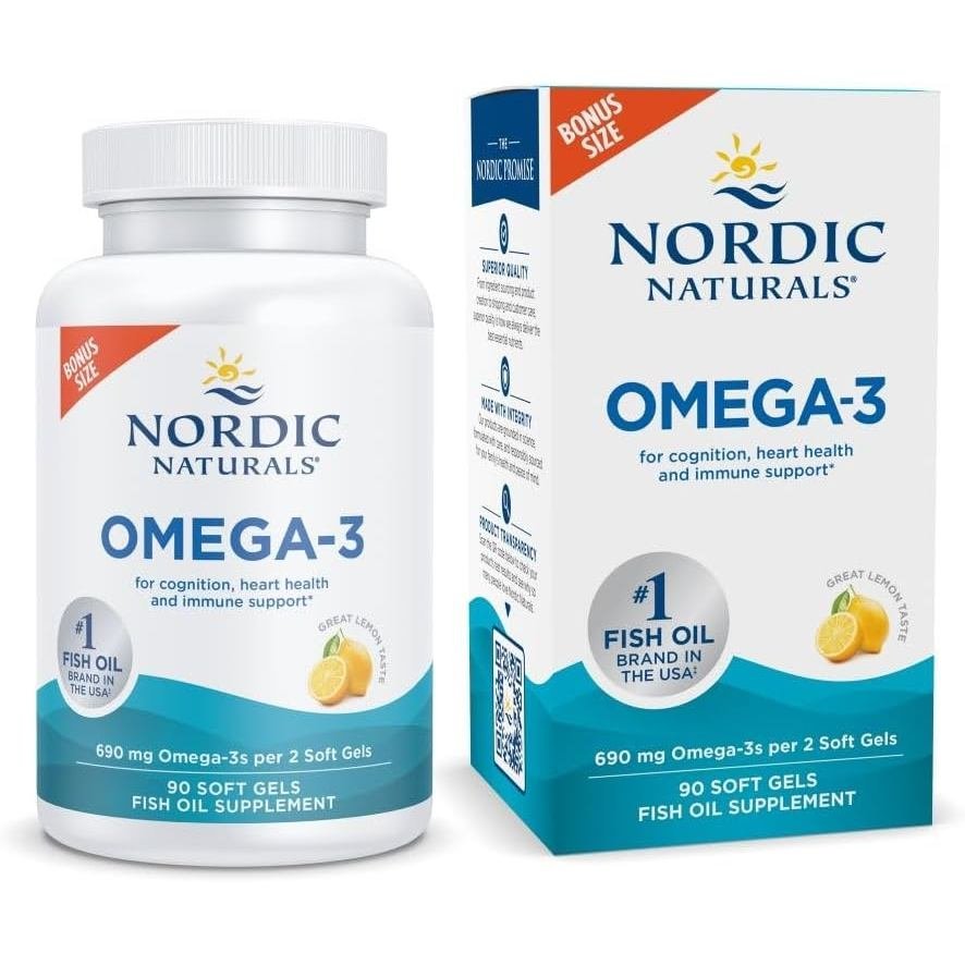 Nordic Naturals Omega-3, 690mg Fish Oil, EPA & DHA, Lemon - 90 Count