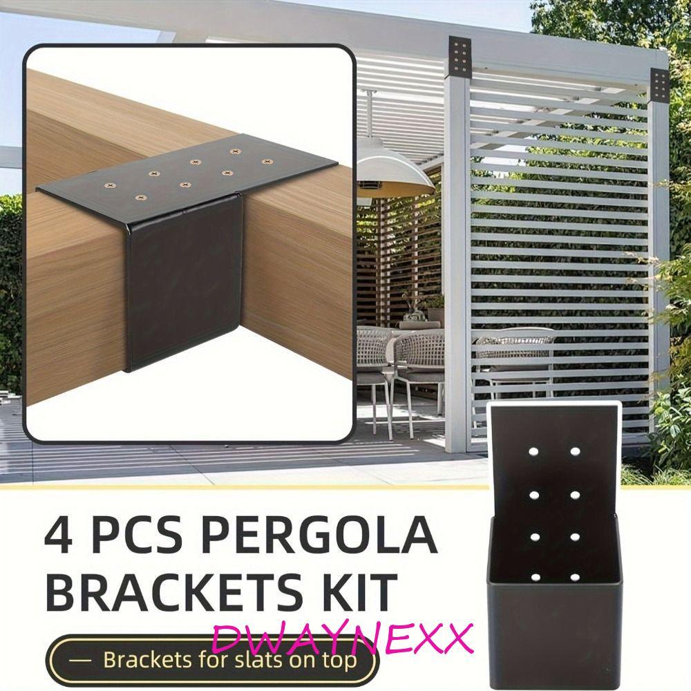 DWAYNEXX Pergola Bracket, สีดําทนทาน Deck Railing Connector, โลหะทนทาน Heavy Duty ติดผนัง Pergola อุ