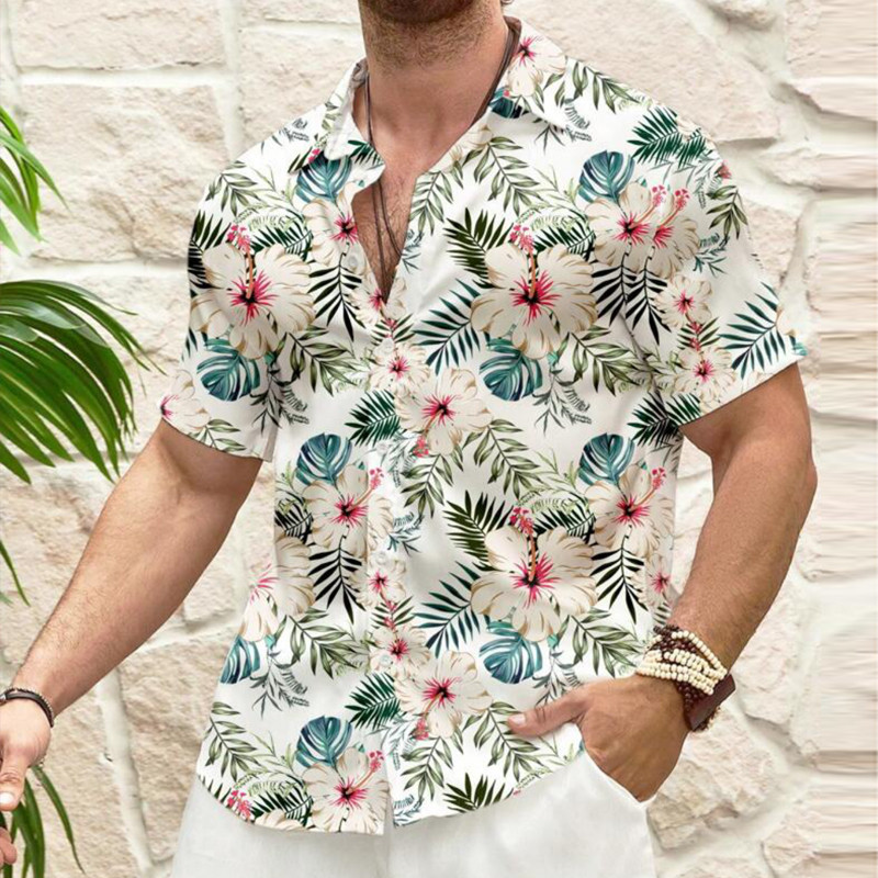 Summer Floral Hawaiian Polo Short Sleeves เสื้อชายหาด Unisex เสื้อ Boracay เสื้อฮาวาย