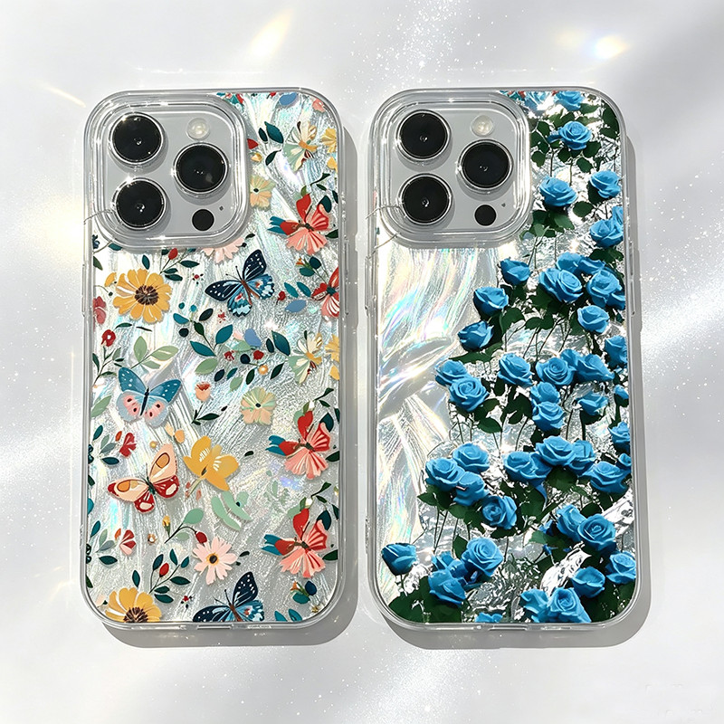 ดอกไม้น่ารักผีเสื้อ Blue Rose สําหรับ VIVO V70 FE V60 V50 Lite Y31D T5 Pro Y05 Y400 Pro Y39 Y29 Y77 