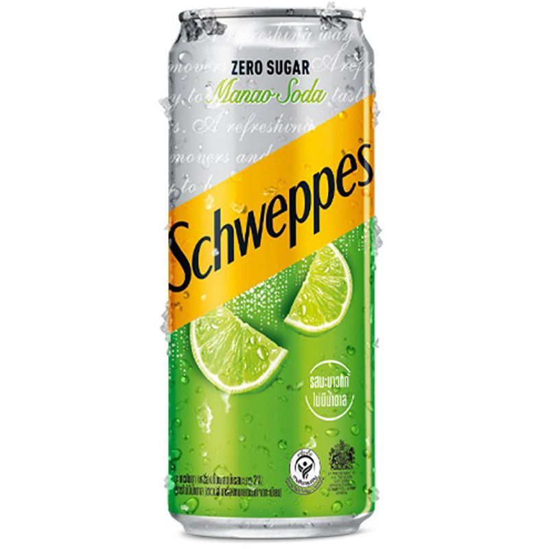 ชเวปส์มะนาวโซดาสูตรไม่มีน้ำตาล 330มล. Schweppes Lime Soda Zero Sugar 330ml.