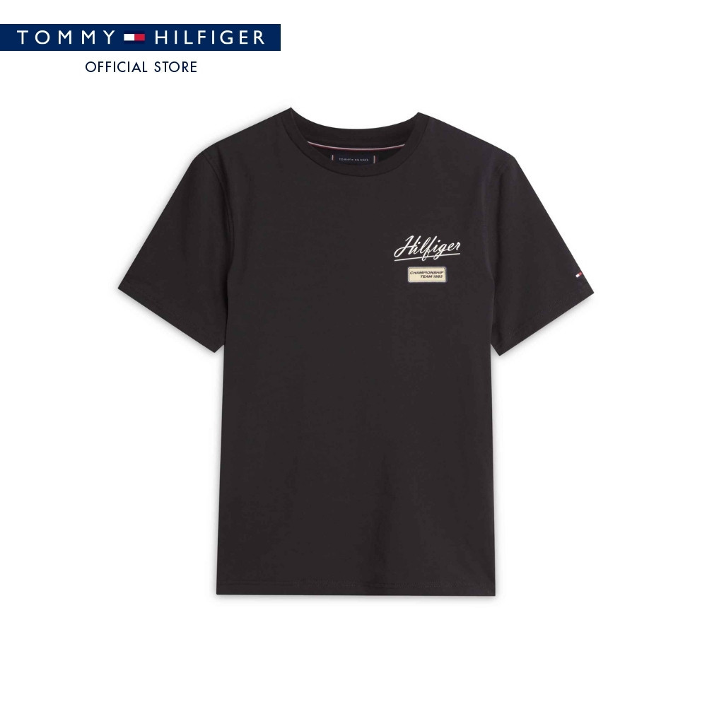Tommy Hilfiger เสื้อยืด ผู้ชาย รุ่น MW0MW41471 BDS - สีดำ ทรง Regular